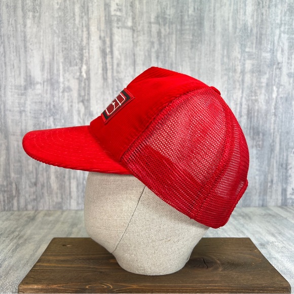 Vintage Cummins Snapback Trucker Hat Cap Corduroy Red Adjustable - Picture 4 of 12